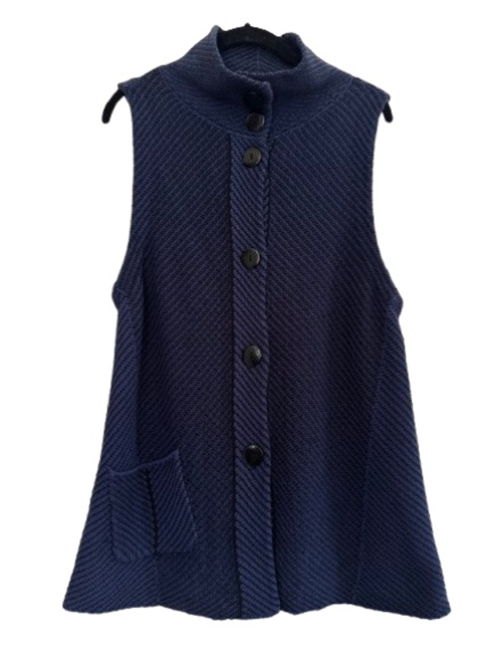 Habitat Knit Chunky Button Down Sleeveless Sweater Vest Blue Cotton